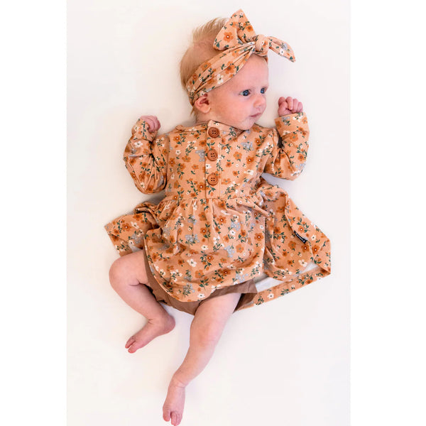 Long Sleeve Peplum Dress - Amber Garden