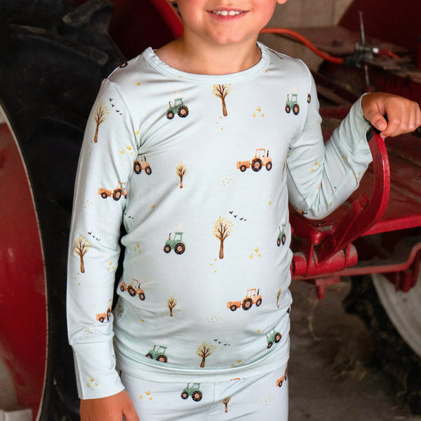 Long Sleeve PJ Set - Tractors