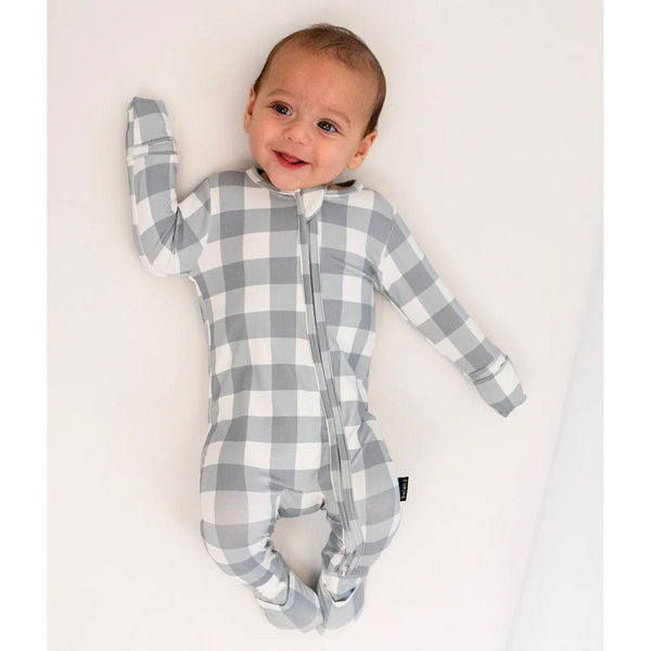 Bamboo Zipper Sleeper - Denim Plaid