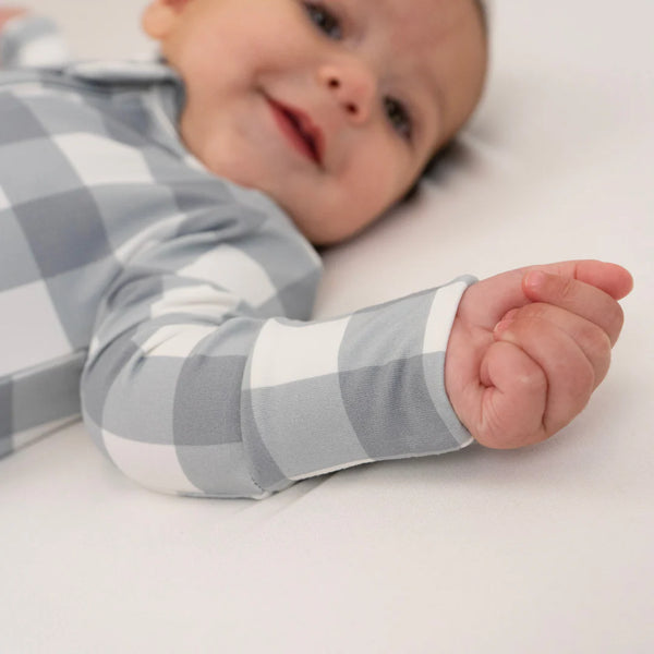 Bamboo Zipper Sleeper - Denim Plaid