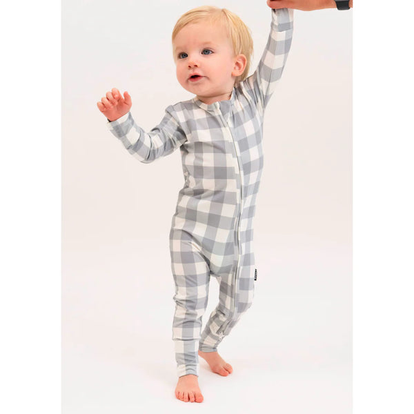 Bamboo Zipper Sleeper - Denim Plaid