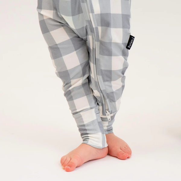 Bamboo Zipper Sleeper - Denim Plaid