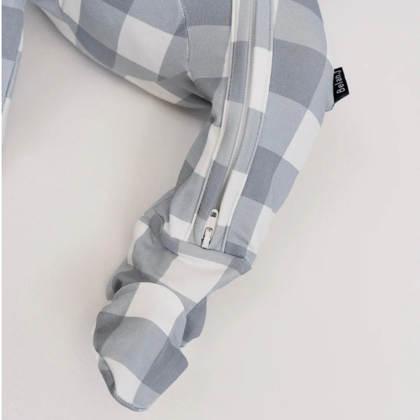 Bamboo Zipper Sleeper - Denim Plaid