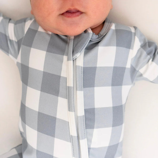 Bamboo Zipper Sleeper - Denim Plaid