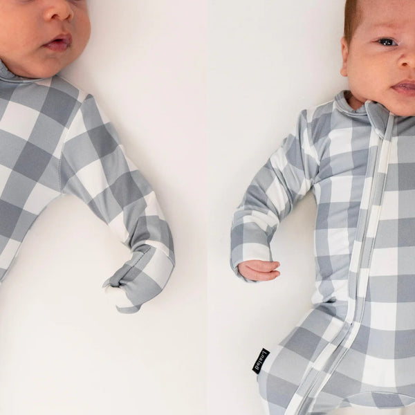 Bamboo Zipper Sleeper - Denim Plaid