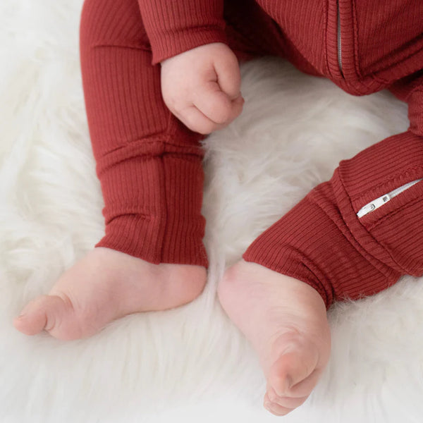 Ribbed Bamboo Zipper Sleeper - Burgundy