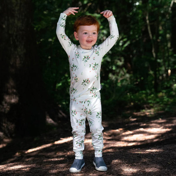 Long Sleeve Bamboo PJ Set - Holly Berries