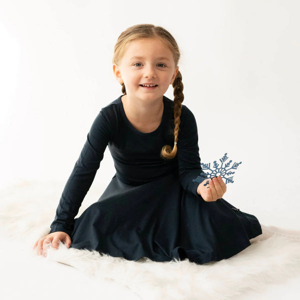 Long Sleeve Twirl Dress - Midnight