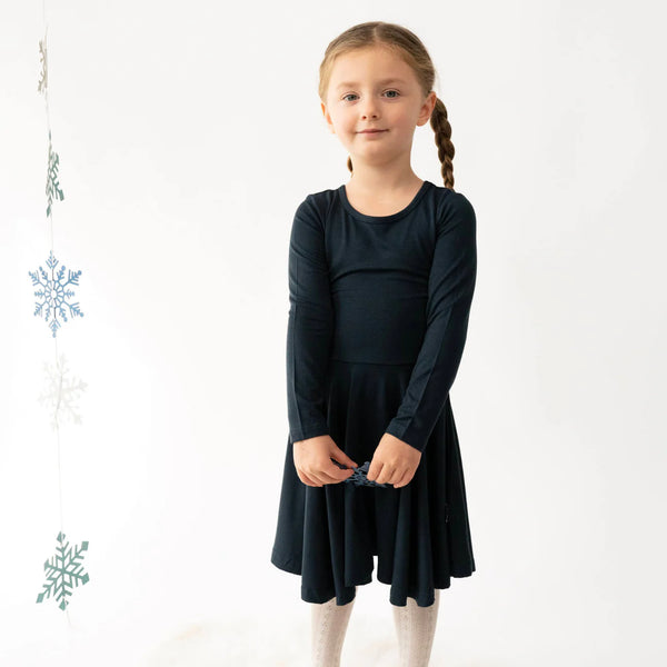 Long Sleeve Twirl Dress - Midnight