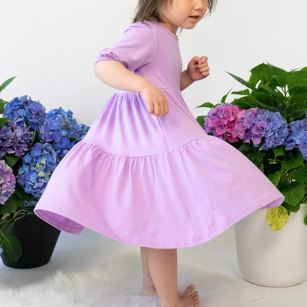 Short Sleeve Tiered Dress - Violet