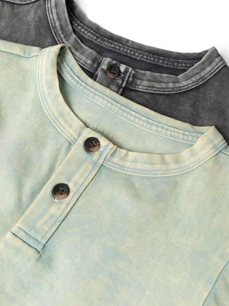 Jersey Henley Tee - Green Wash