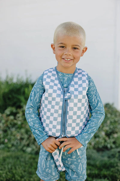 Swim Vest - Blue Checkers