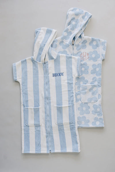 Seaside Stripe Zip-Up Organic Cotton Beach Poncho