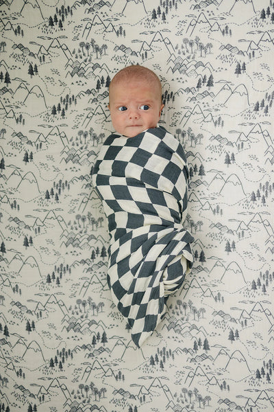 Charcoal Checkered Muslin Swaddle Blanket