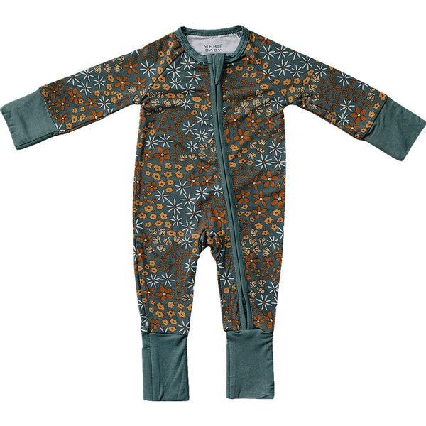 Navy Floral Bamboo Zipper Sleeper