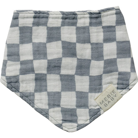 Dusty Blue Wavy Checkered Muslin Bib