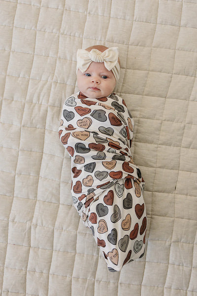 Conversation Hearts Bamboo Stretch Swaddle