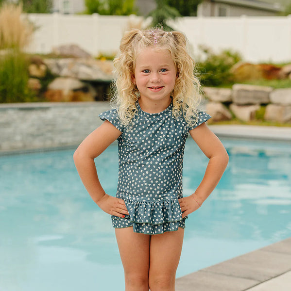 The "August" Girls 2 Piece Twirl Rashguard Set