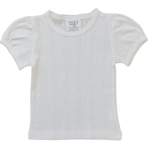 White Pointelle Tee