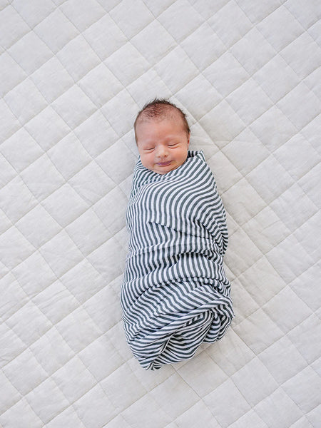 Green Stripes Muslin Swaddle Blanket