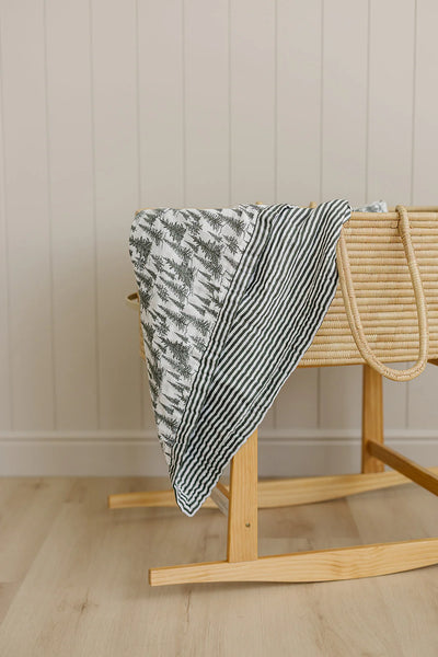 Forest + Green Stripes Muslin Quilt