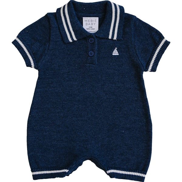 Collared Sailboat Knit Short Romper