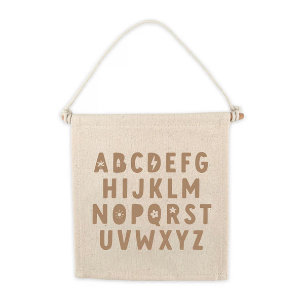 Alphabet Canvas Hang Sign - Brown