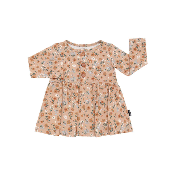 Long Sleeve Peplum Dress - Amber Garden