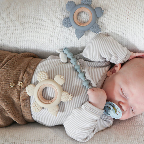 Pacifier Clip - Almond & Dusty Rose