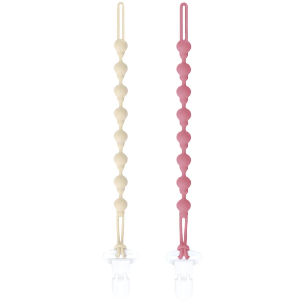 Pacifier Clip - Almond & Dusty Rose