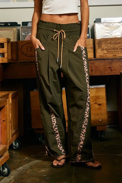 Cheetah Side-Striped Windbreaker Pants