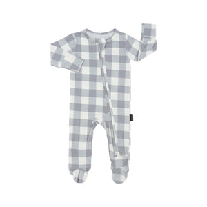 Bamboo Zipper Sleeper - Denim Plaid