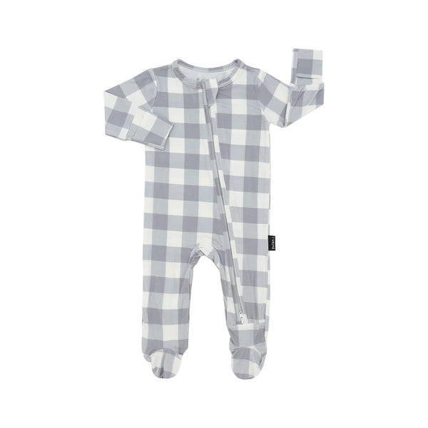 Bamboo Zipper Sleeper - Denim Plaid