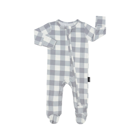 Bamboo Zipper Sleeper - Denim Plaid
