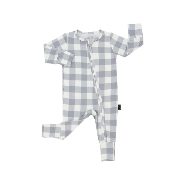 Bamboo Zipper Sleeper - Denim Plaid