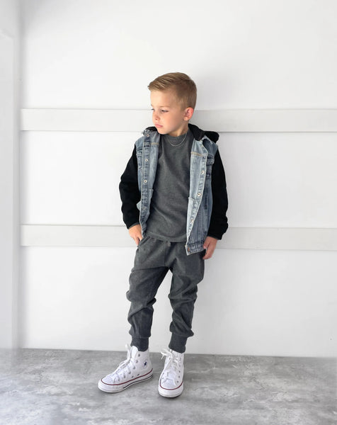 Ribbed Jogger - Heathered Charcoal