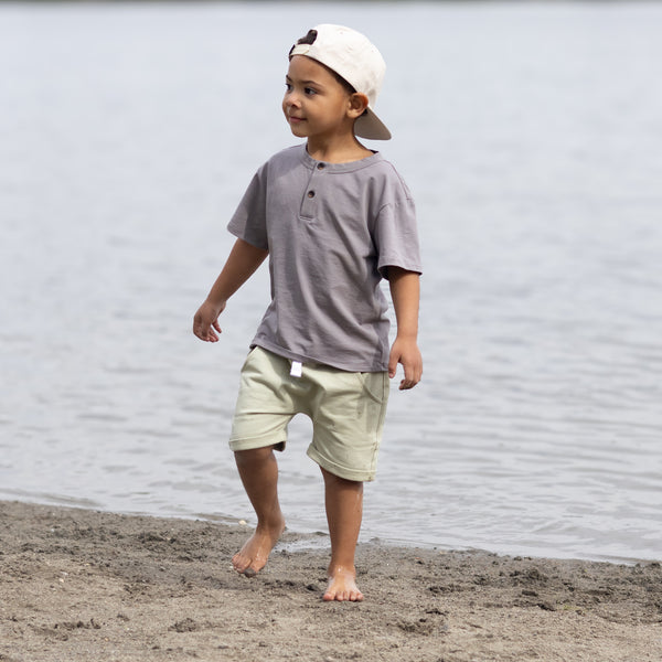 Jersey Henley Tee - Hazy Grey