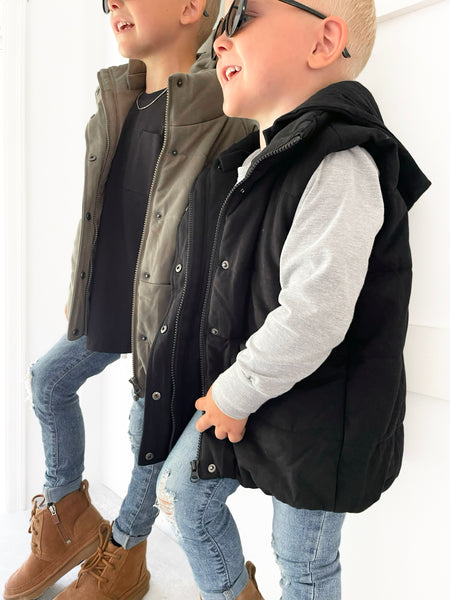 Hooded Puffer Vest - Black