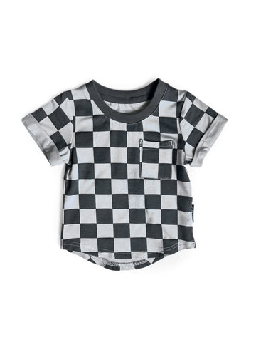 Pocket Tee - Pewter Check