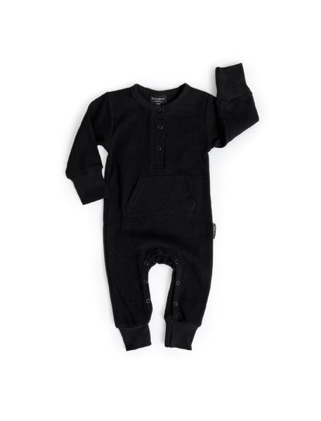 Waffle Romper - Black