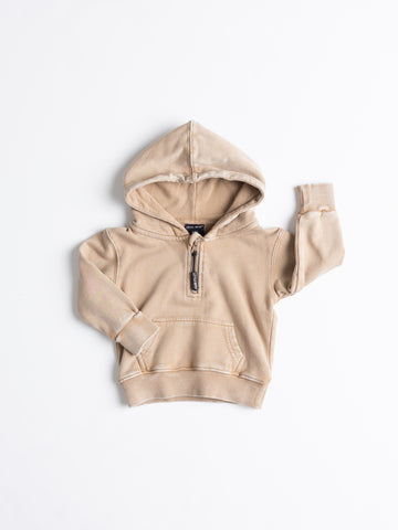 Quarter Zip Hoodie - Beige Wash