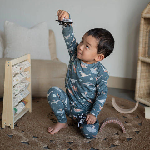 Dinos Bamboo Two-Piece Pajamas