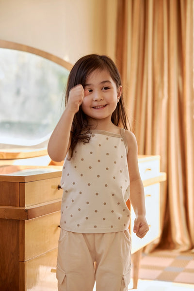 Girls Organic Bamboo Tank Top-Almond