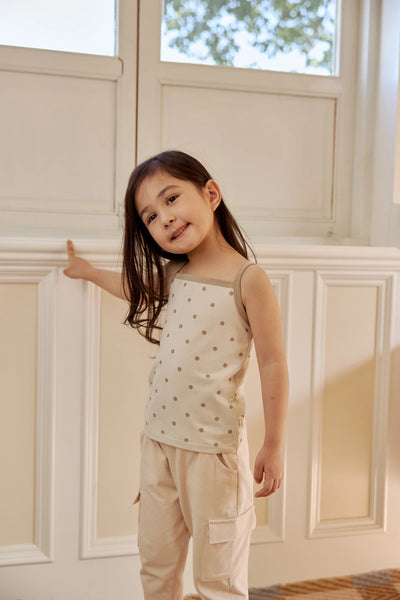 Girls Organic Bamboo Tank Top-Almond