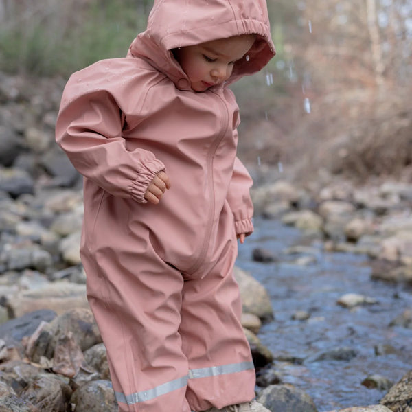 Rain Gear - Waterproof Fleece-Lined One-Piece Suit - Rosewood Pink