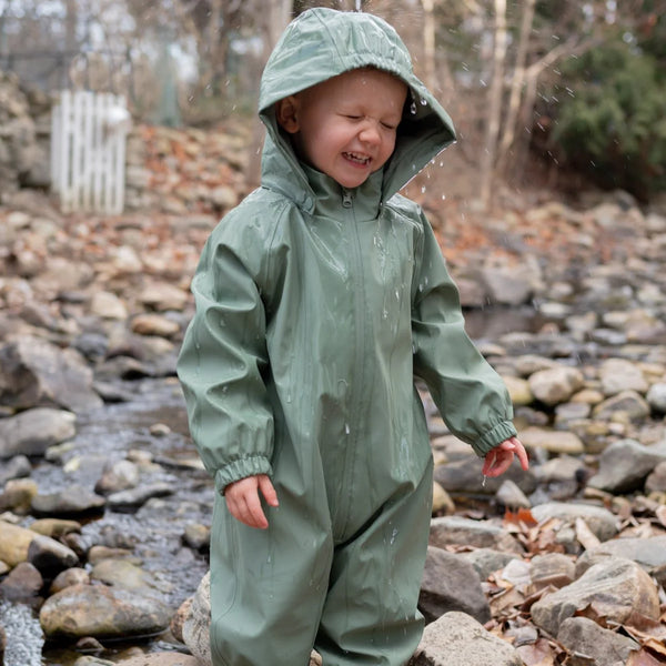 Rain Gear - Waterproof Fleece-Lined One-Piece Suit - Moss Green