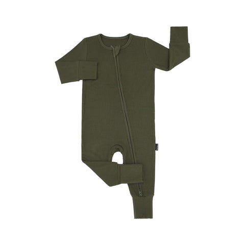 Ribbed Bamboo Zipper Sleeper - Forest Green