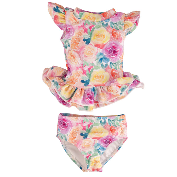 The "Isabella" Girls 2 Piece Twirl Rashguard Set