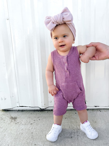Ribbed Shorty Romper - Hibiscus