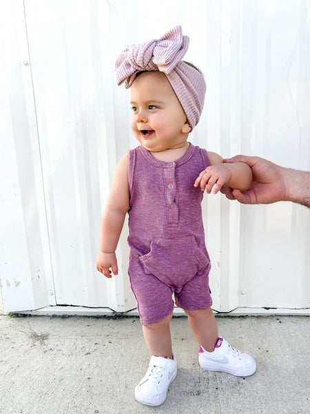 Ribbed Shorty Romper - Hibiscus
